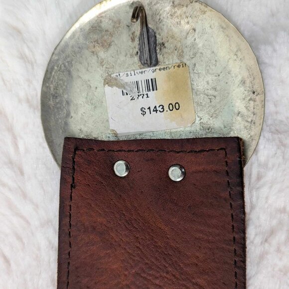 Detailed Stitching Genuine Leather Belt with Silver Belt Buckle made in Mexico main image 6